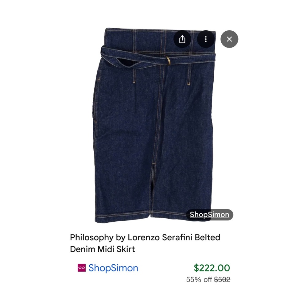 PHILOSOPHY Denim Midi Skirt with Belt - Picture 11 of 11